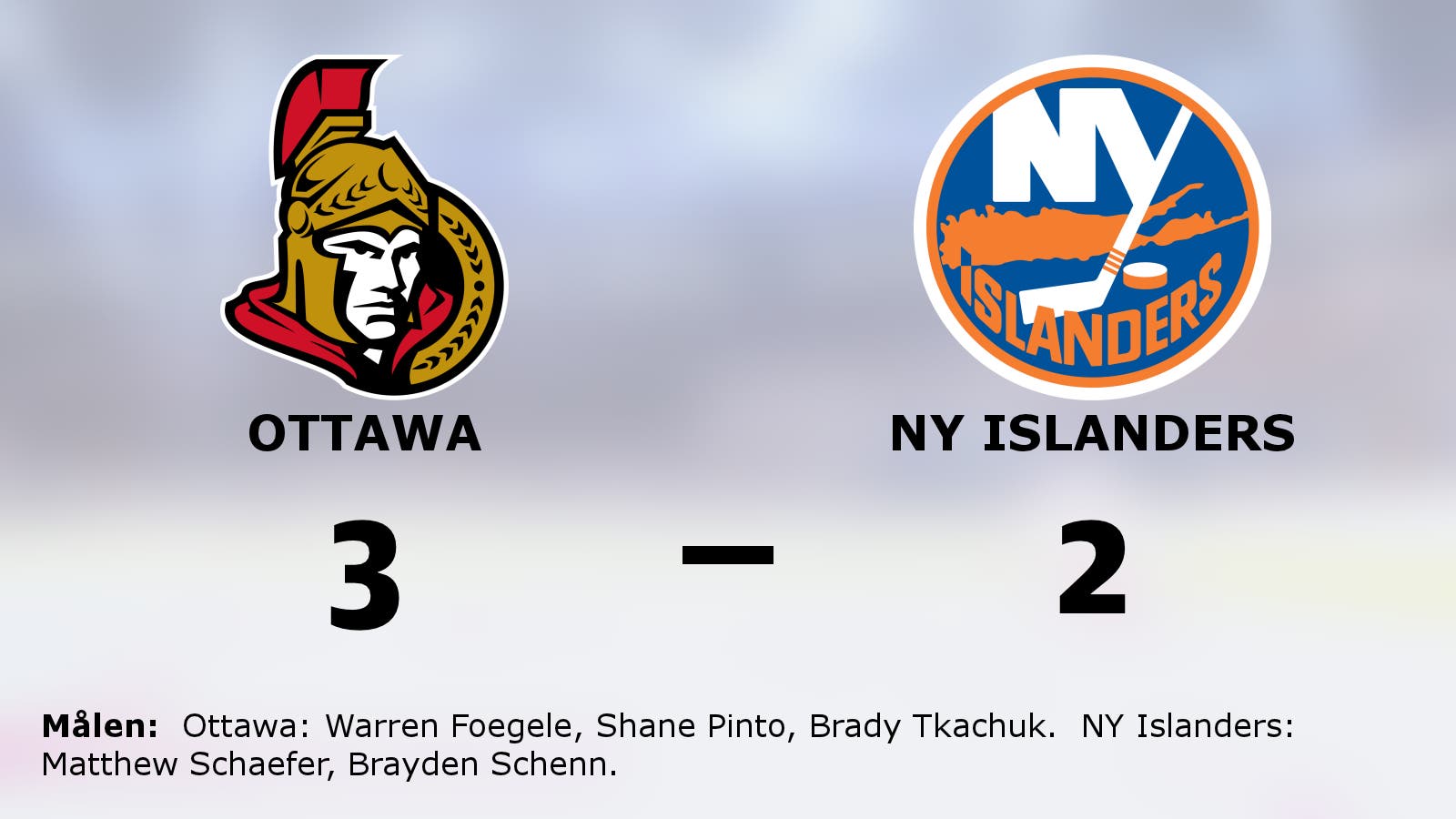 Ottawa avgjorde i tredje perioden – vann mot NY Islanders