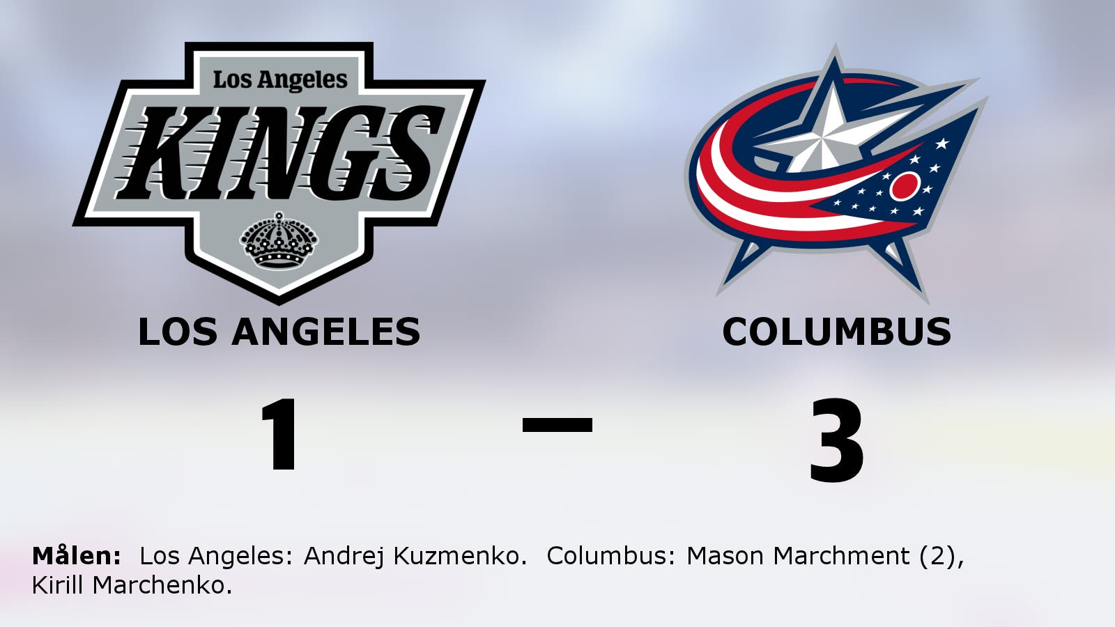 Mason Marchment het när Columbus besegrade Los Angeles