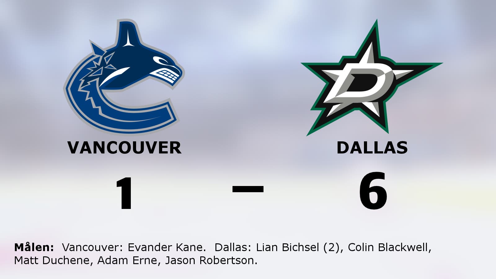 Svårstoppade Dallas fortsätter vinna – 6–1 mot Vancouver