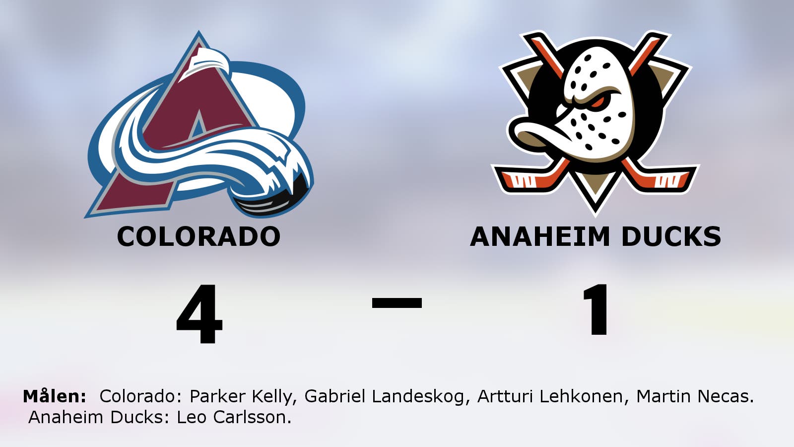 Stark seger för Colorado i toppmatchen mot Anaheim Ducks