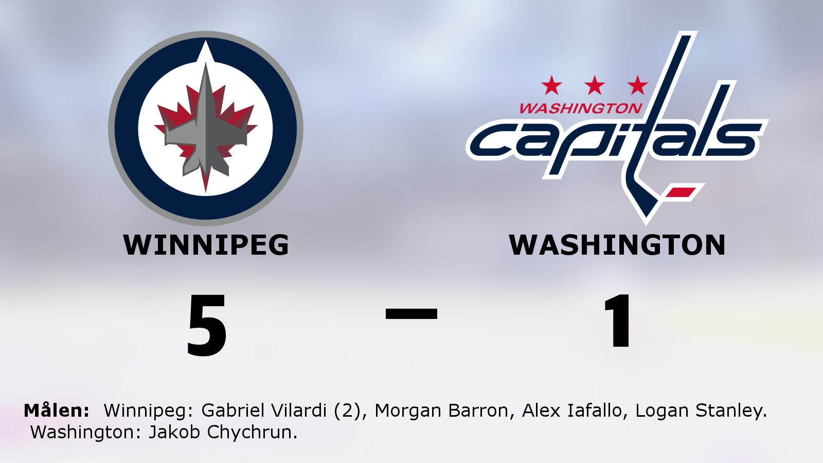 Gabriel Vilardi i målform när Winnipeg vann mot Washington