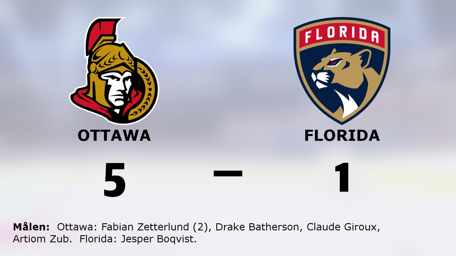 Zetterlunds dubbel bakom Ottawas seger mot Florida