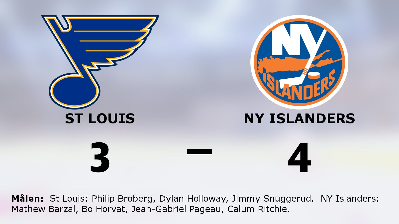 NY Islanders avgjorde i förlängningen mot St Louis