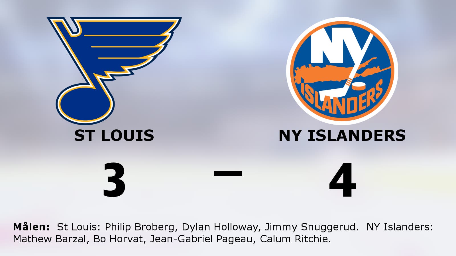NY Islanders avgjorde i förlängningen mot St Louis