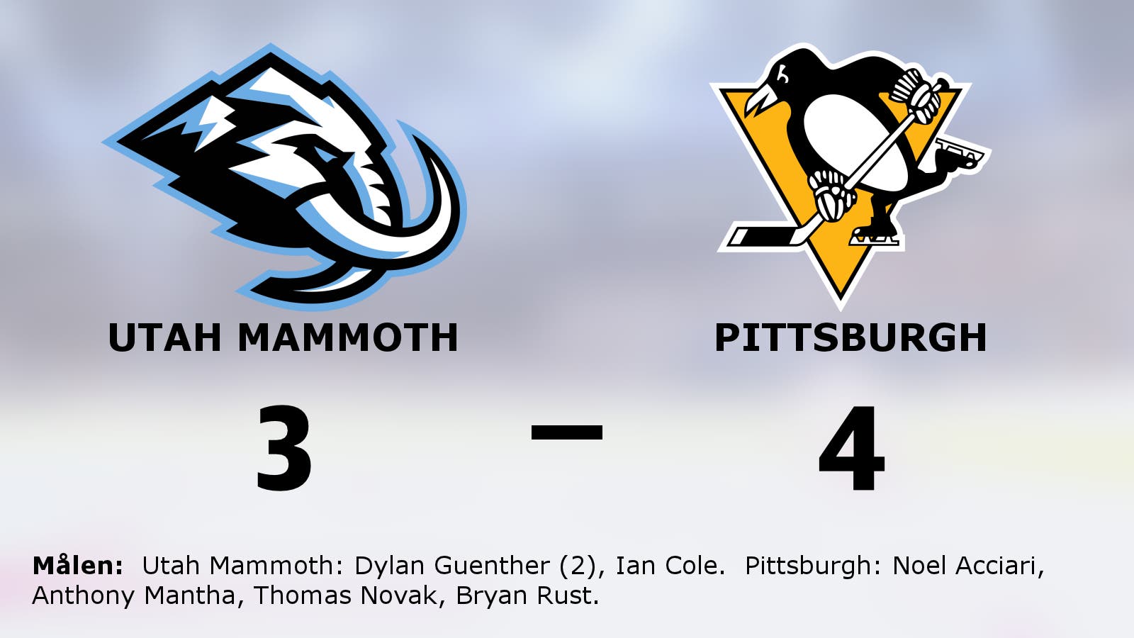 Stark tredjeperiod avgjorde för Pittsburgh mot Utah Mammoth