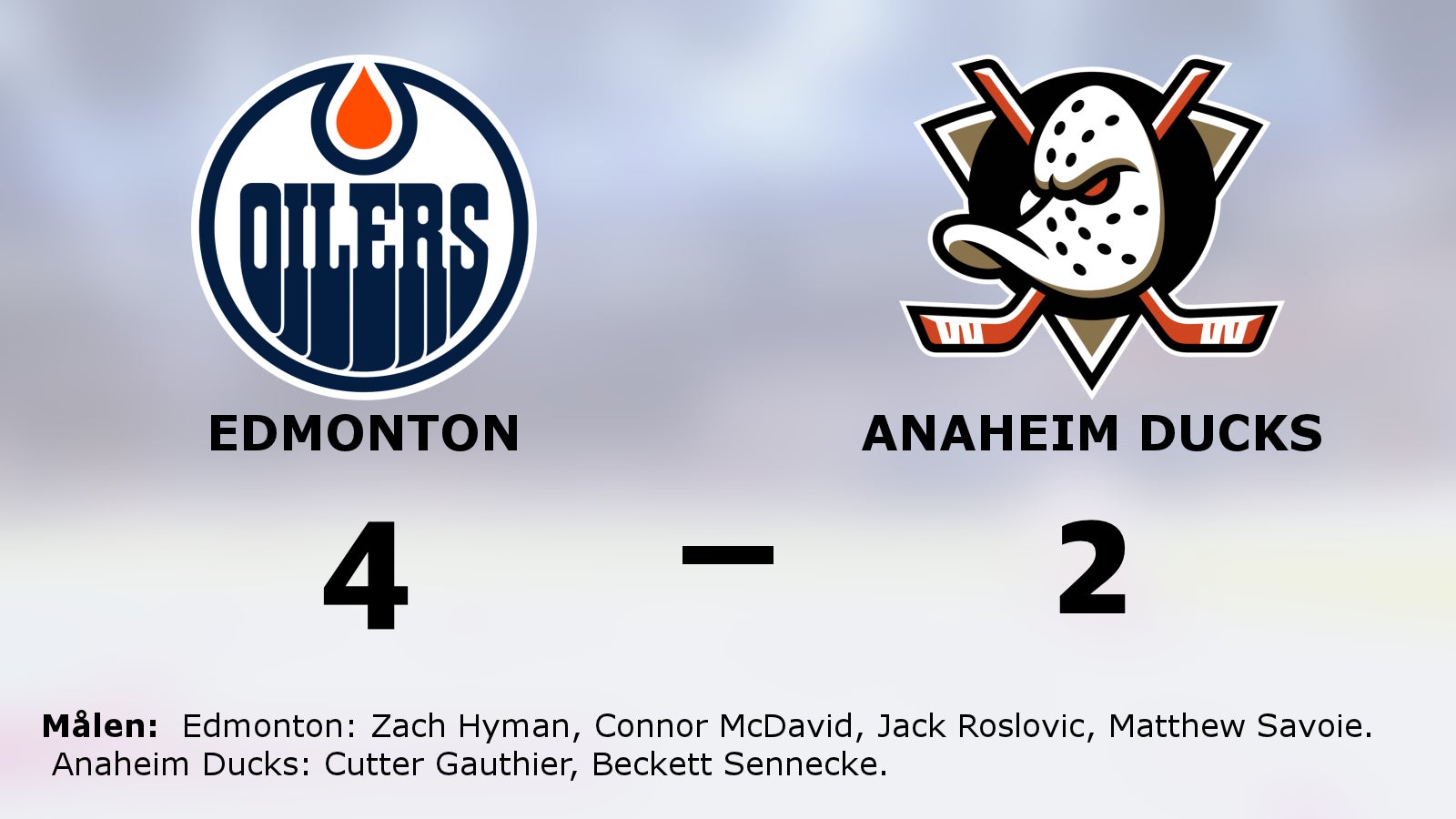 Edmonton segrade mot Anaheim Ducks i NHL