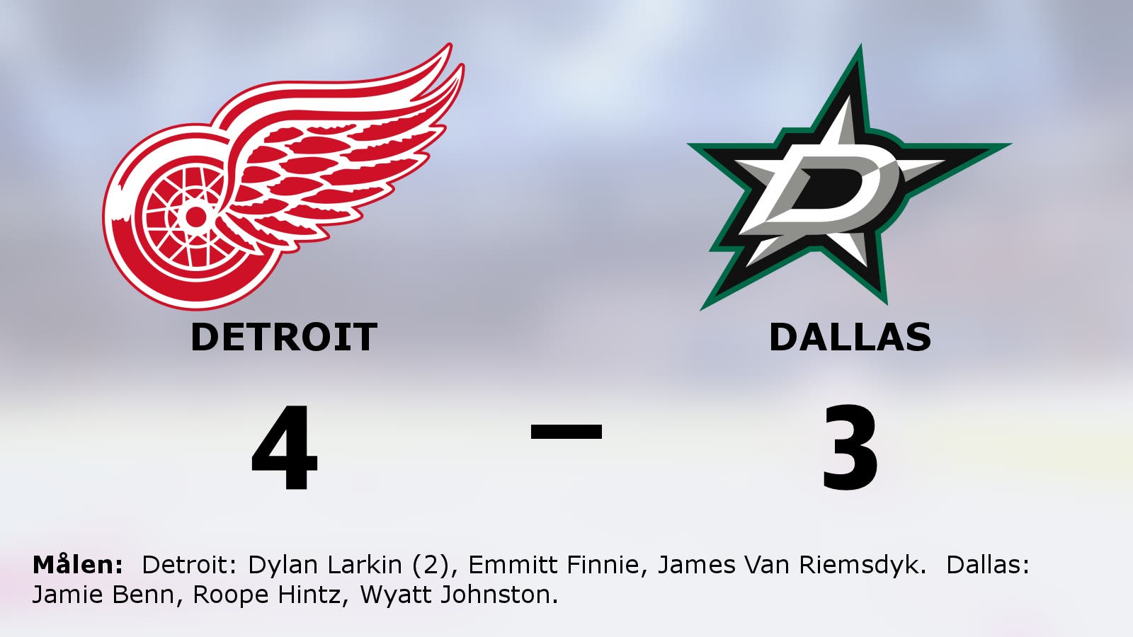 Tung seger för Detroit i toppmatchen mot Dallas