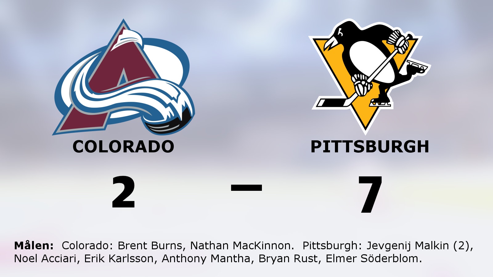 Pittsburgh segrade i toppmötet mot Colorado