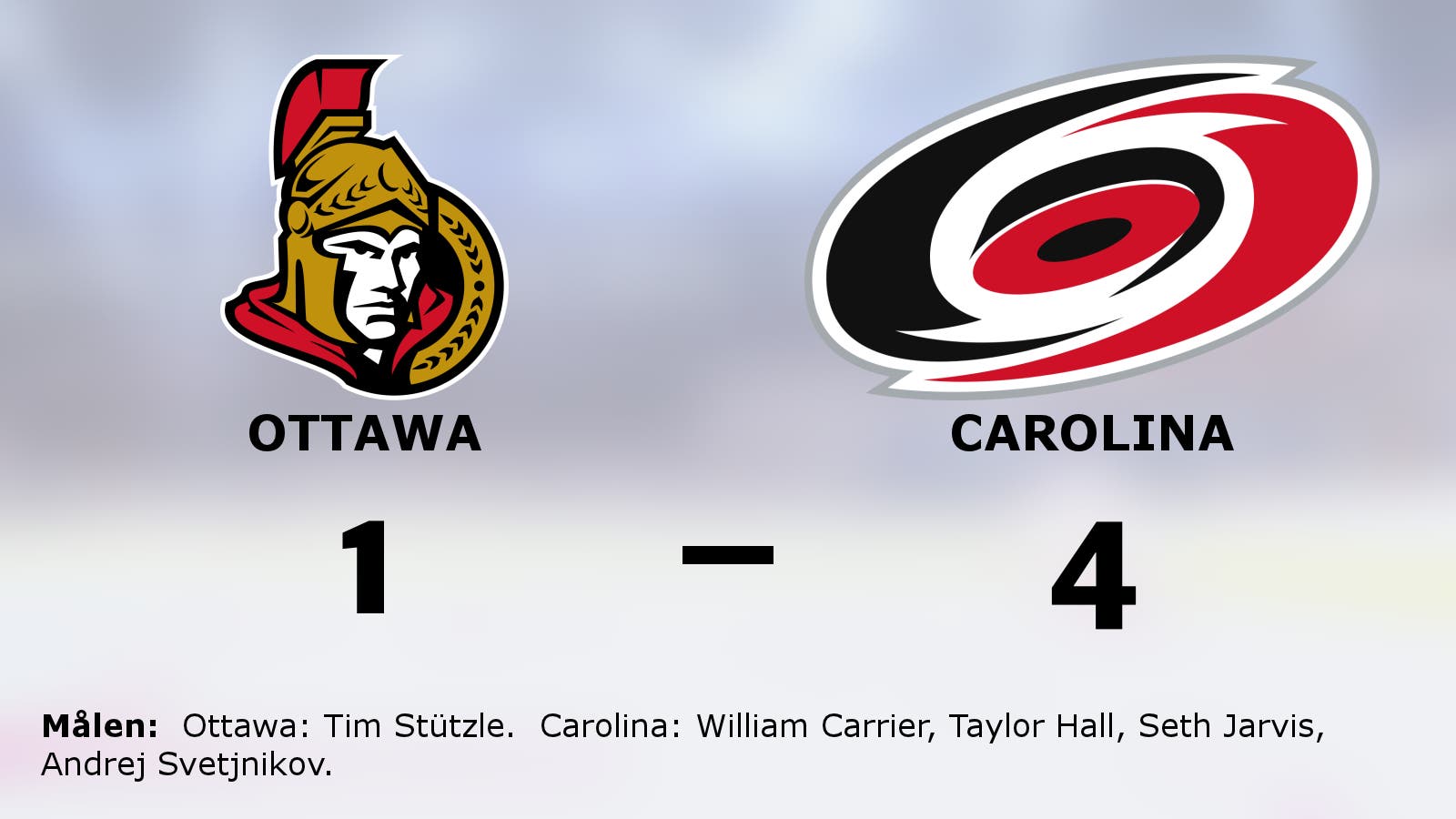 Seger för Carolina mot Ottawa på bortaplan