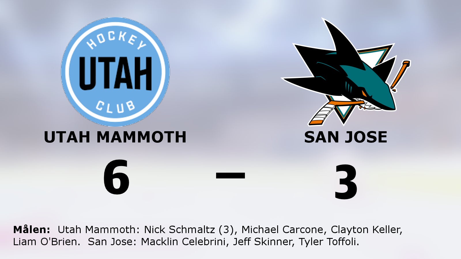 Nick Schmaltz låg bakom segern för Utah Mammoth mot San Jose