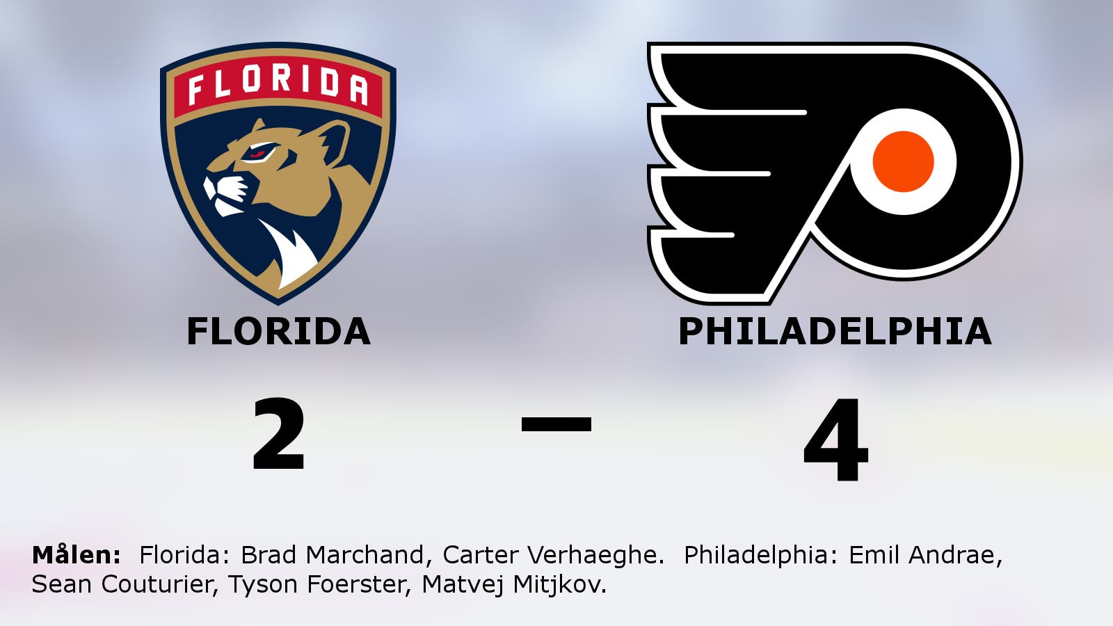 Philadelphia avgjorde i slutperioden mot Florida