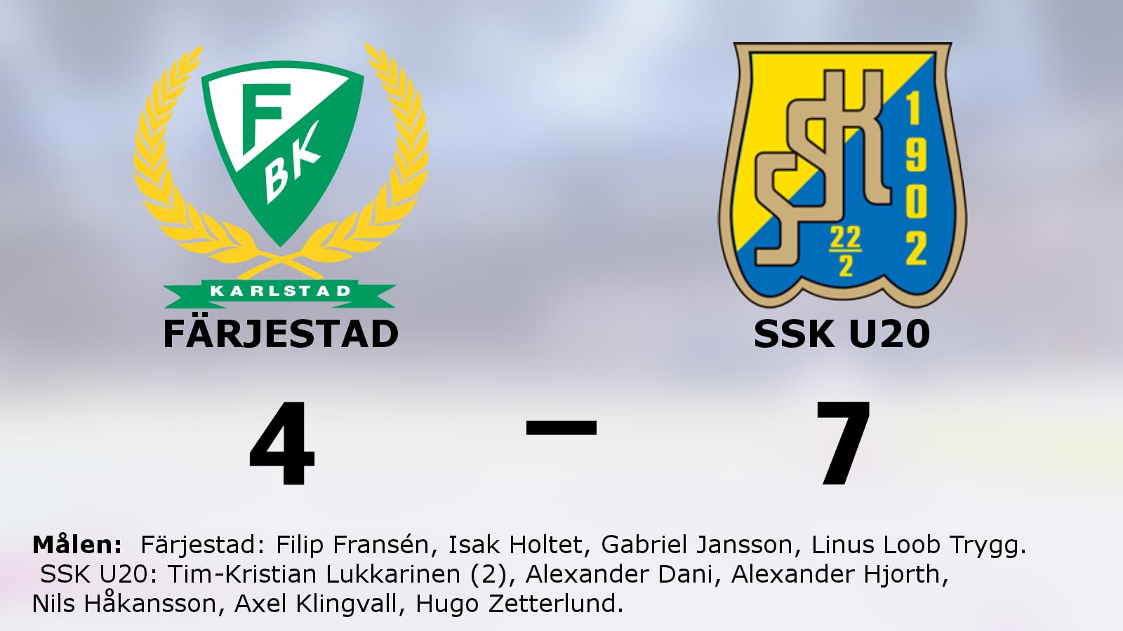 Tim-Kristian Lukkarinen het när SSK U20 besegrade Färjestad