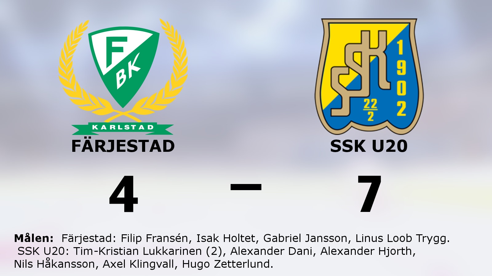 Tim-Kristian Lukkarinen het när SSK U20 besegrade Färjestad