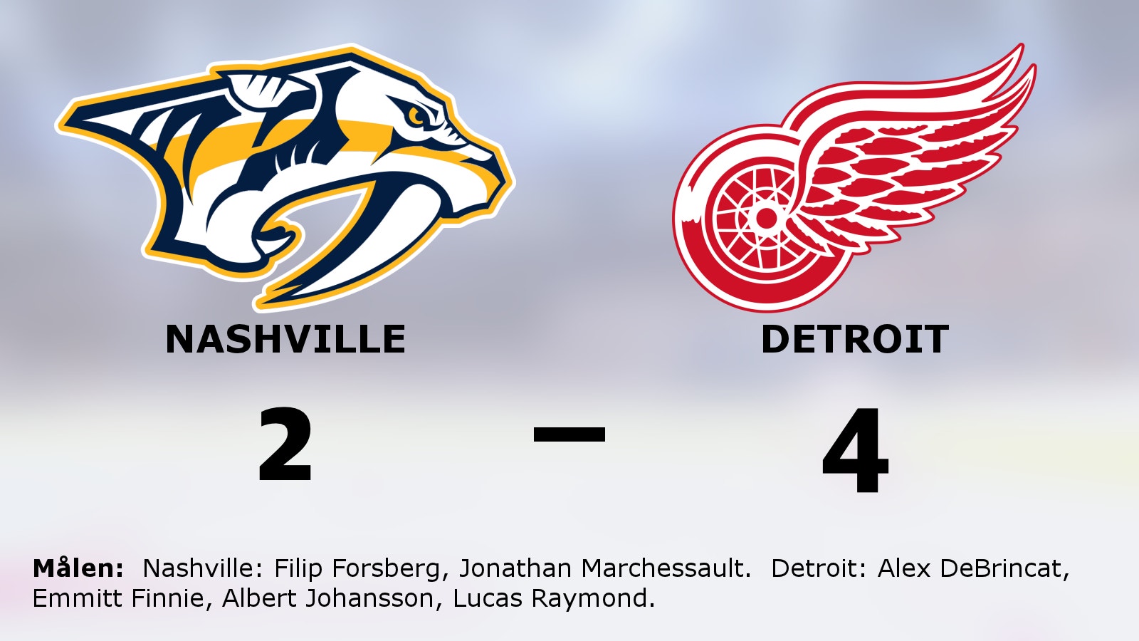 Seger för Detroit mot Nashville på bortaplan