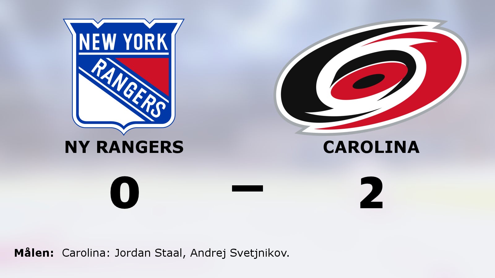Carolina nollade NY Rangers – vann med 2–0