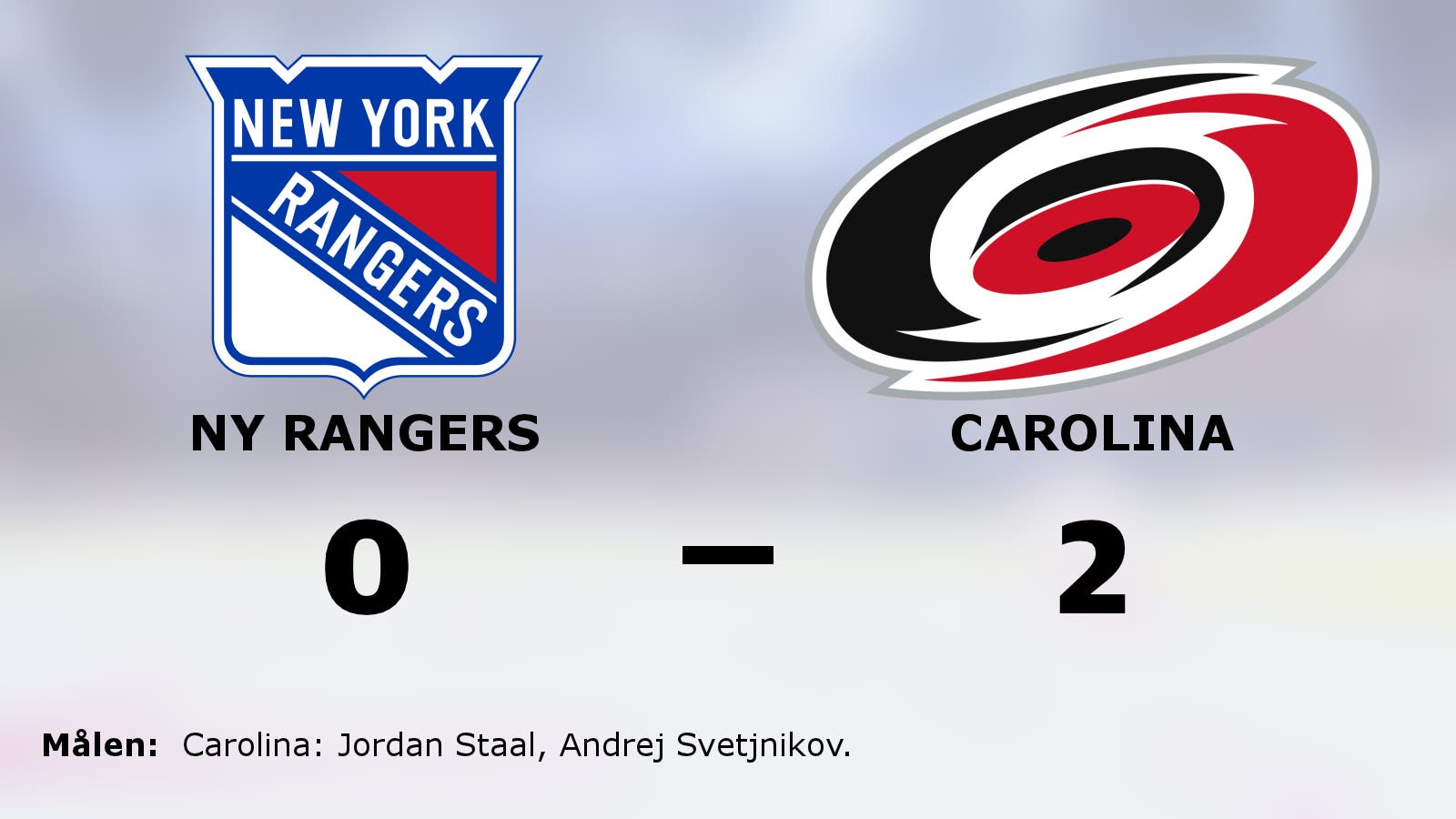 Carolina nollade NY Rangers – vann med 2–0