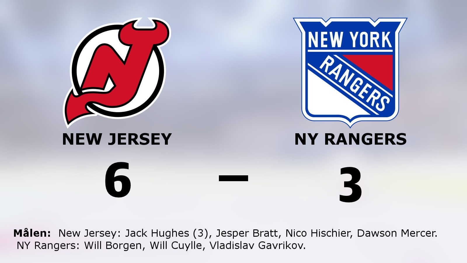 Jack Hughes fixade segern för New Jersey i matchen mot NY Rangers