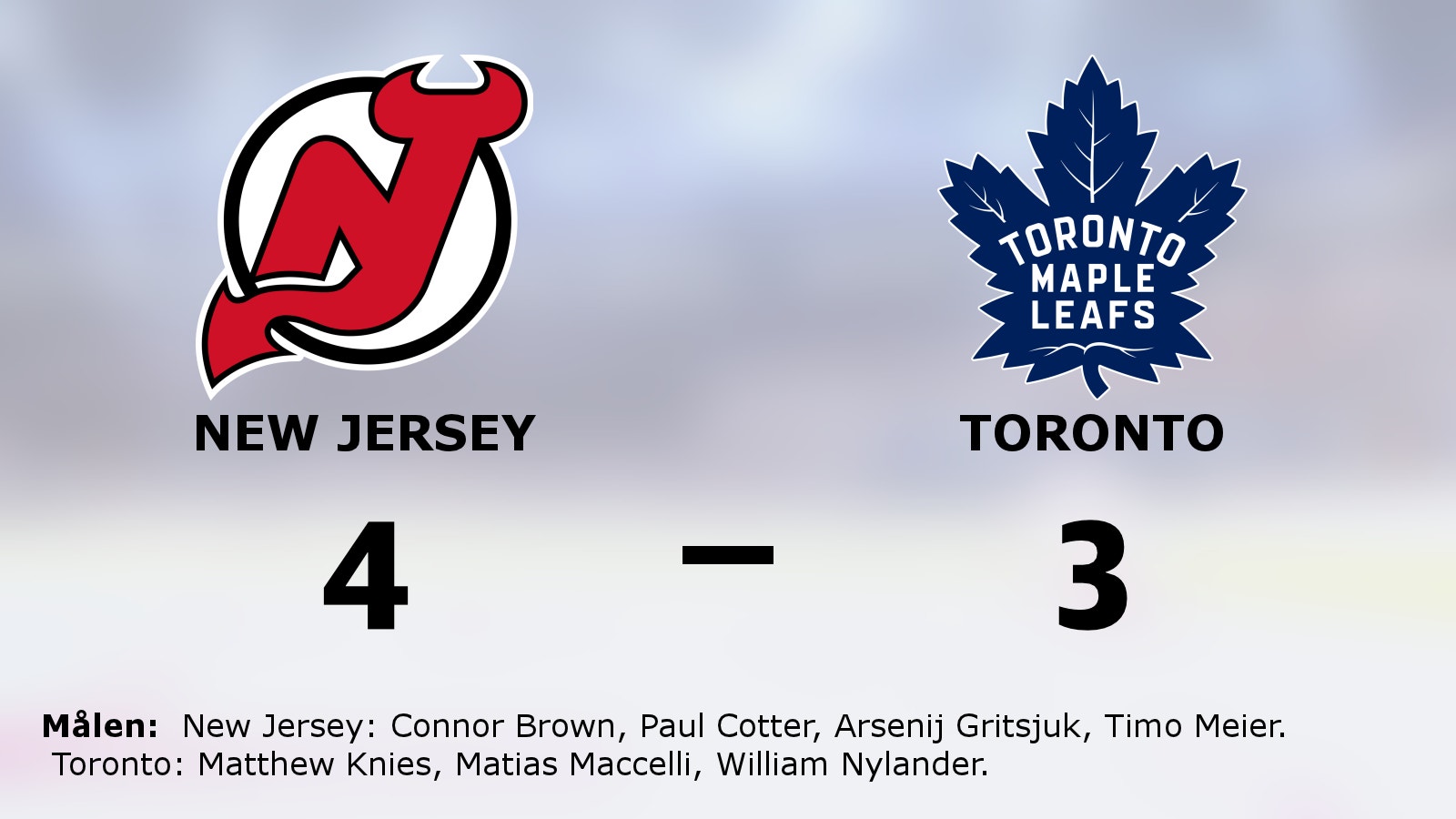 Seger på straffar för New Jersey hemma mot Toronto