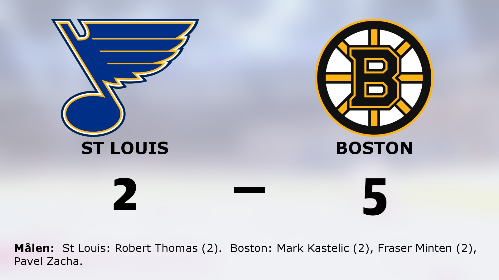 Seger för Boston mot St Louis i NHL