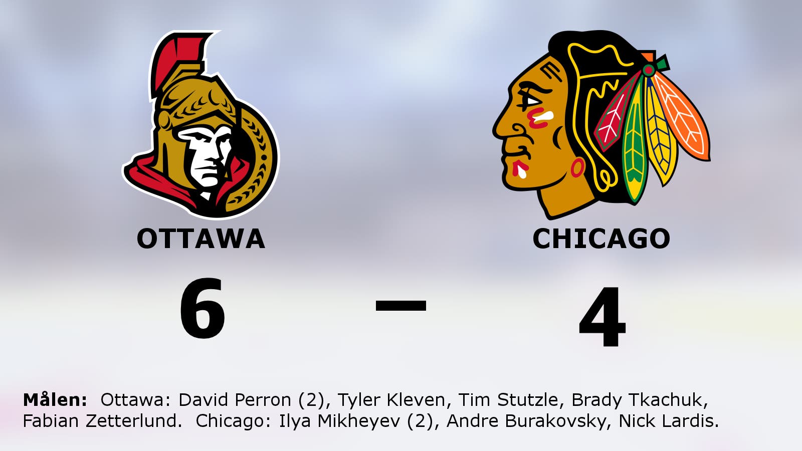 Tre poäng till Ottawa efter avgörande i slutperioden mot Chicago