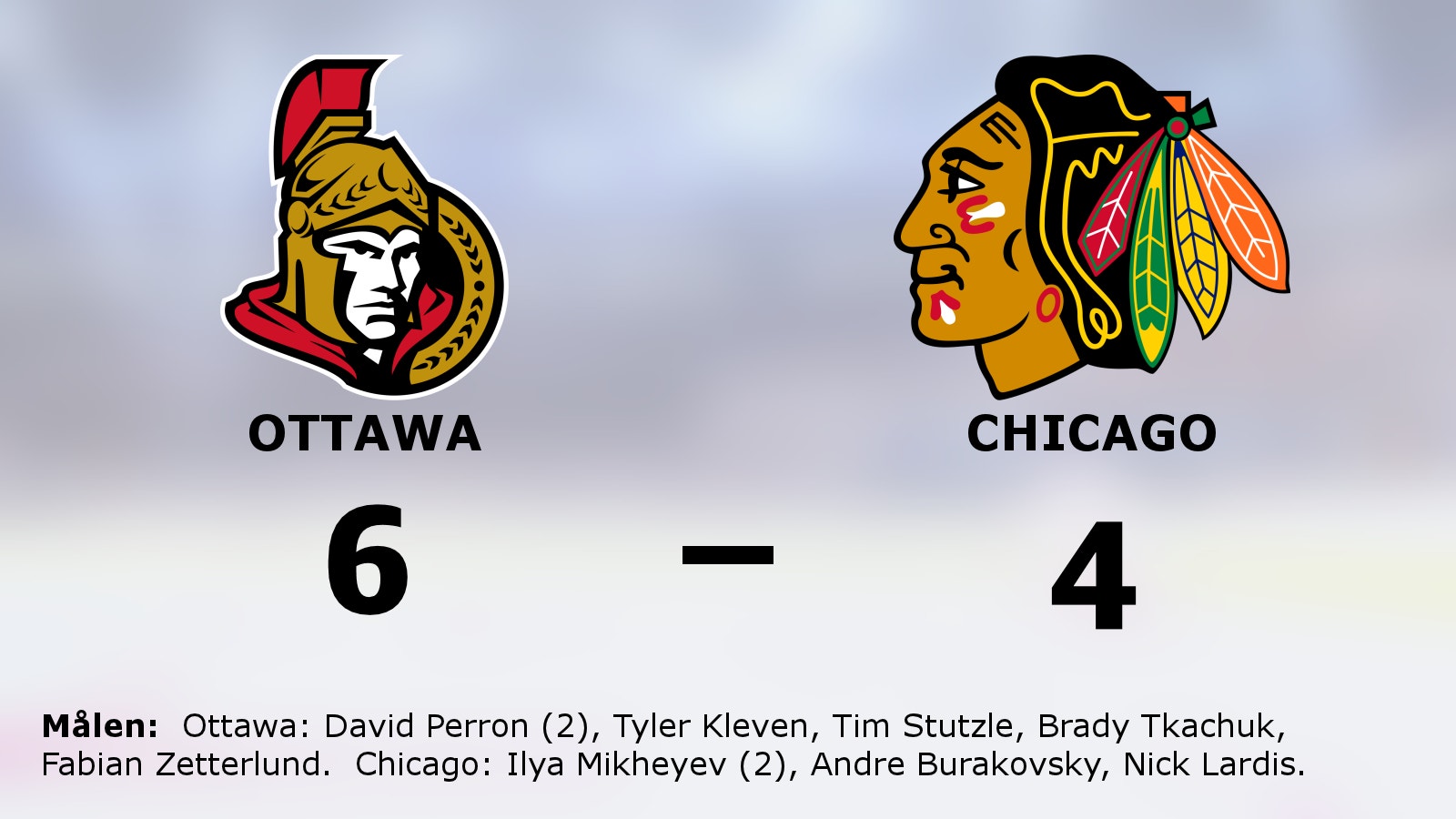 Tre poäng till Ottawa efter avgörande i slutperioden mot Chicago