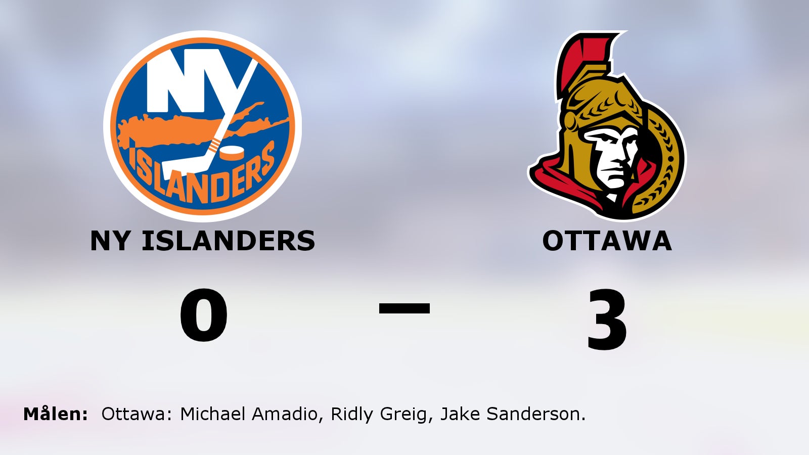 Bortasegern mot NY Islanders förlänger sviten för Ottawa