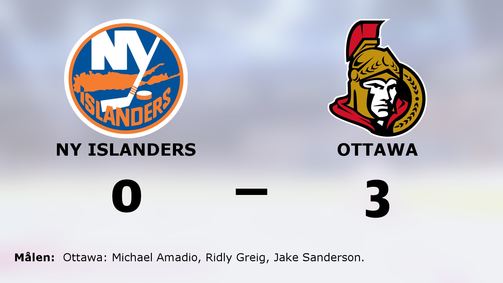 Bortasegern mot NY Islanders förlänger sviten för Ottawa