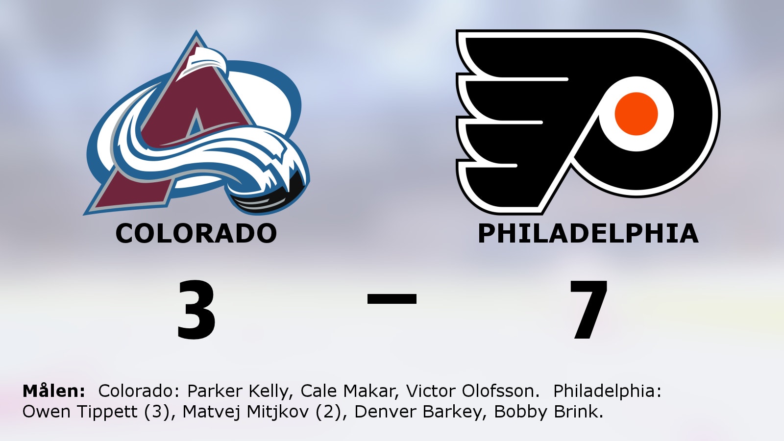 Tre poäng till Philadelphia efter avgörande i slutperioden mot Colorado