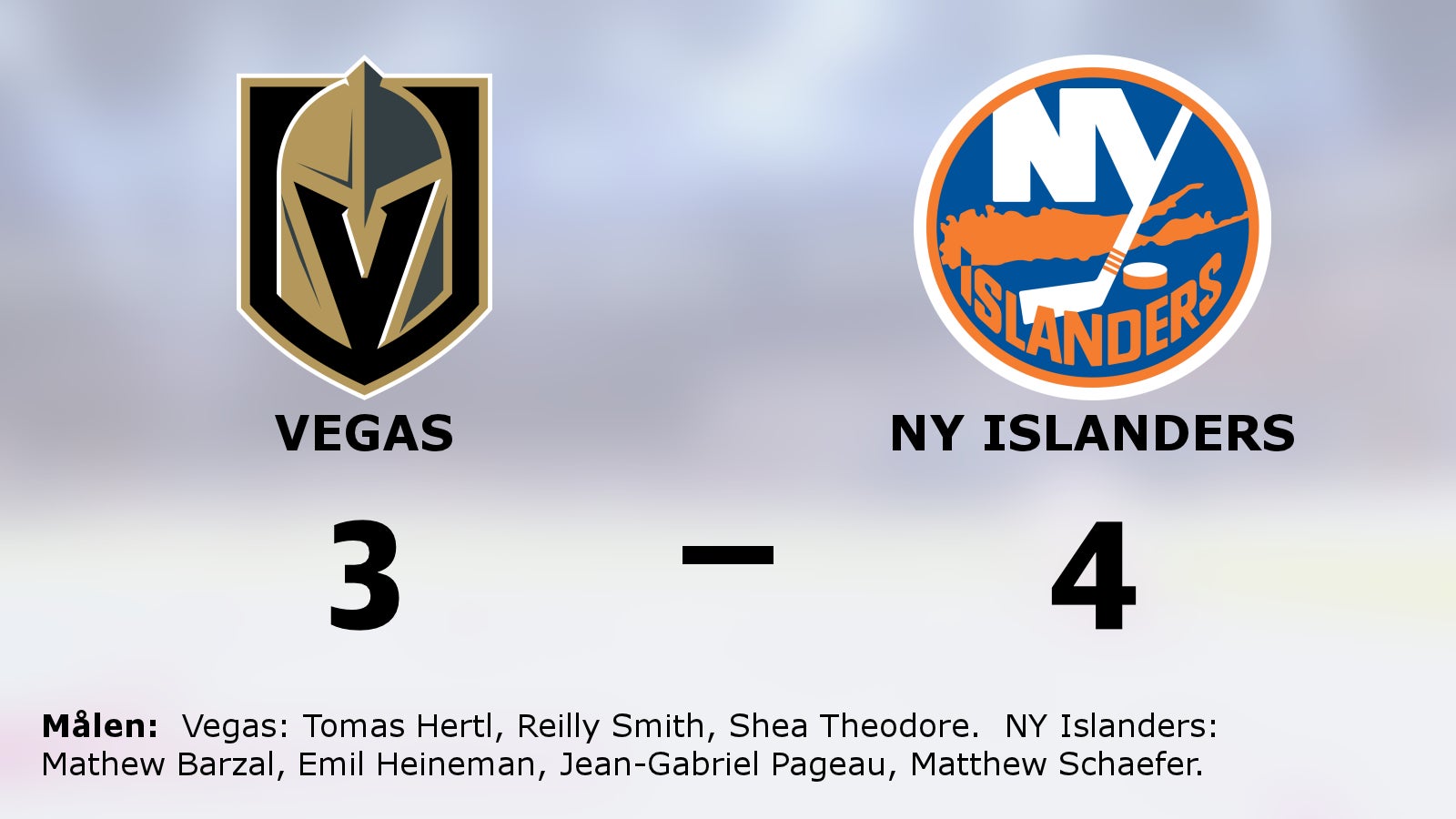 NY Islanders vann efter sen kvittering mot Vegas