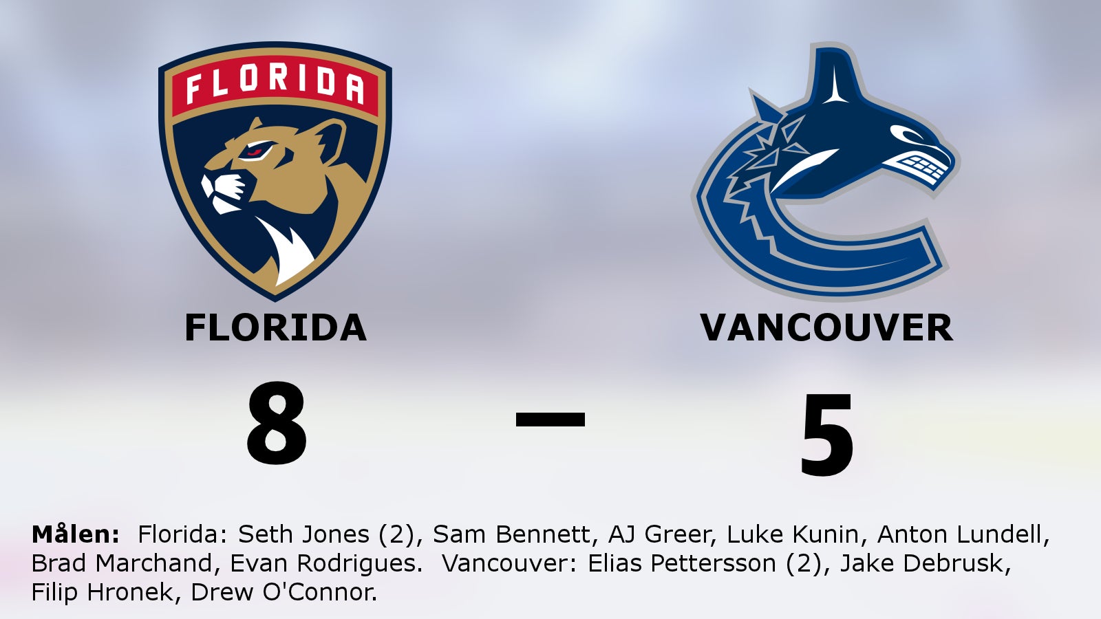 Seth Jones gjorde två mål för Florida i segern mot Vancouver
