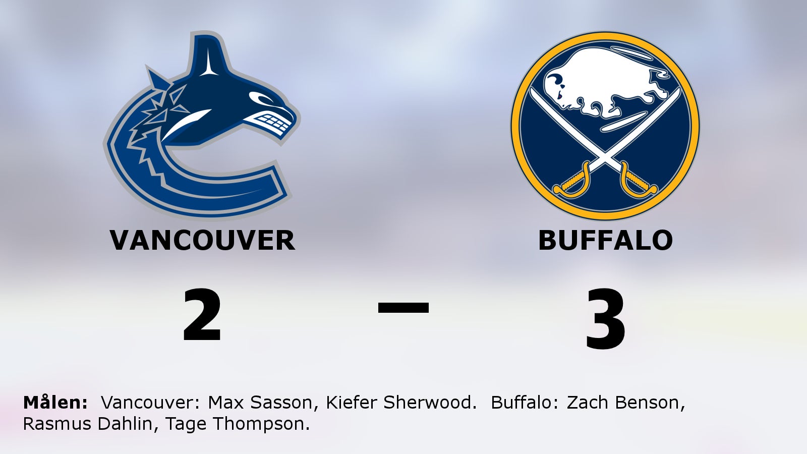 Buffalo vann med 3–2 borta mot Vancouver