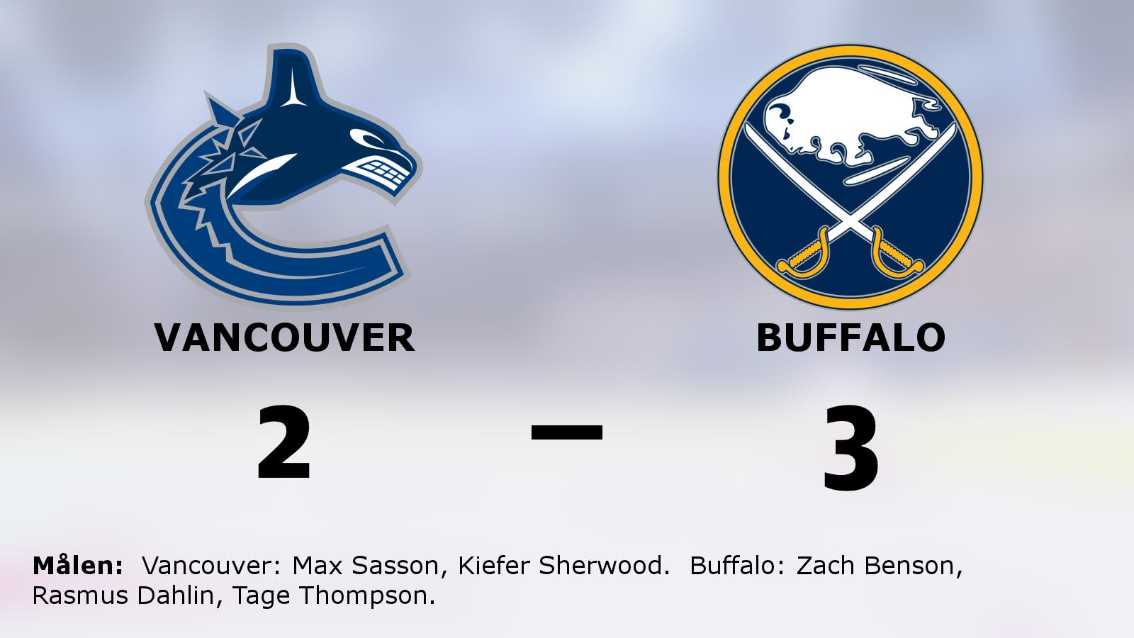 Buffalo vann med 3–2 borta mot Vancouver
