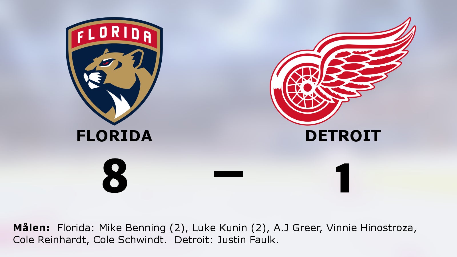 Målfest när Florida krossade Detroit hemma