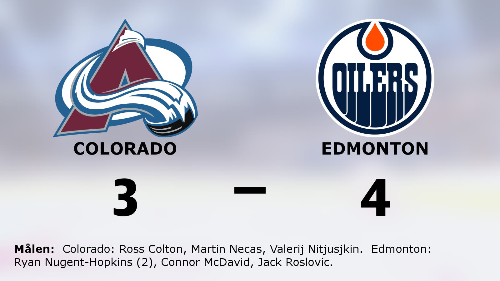 Edmonton-seger i toppmötet med Colorado