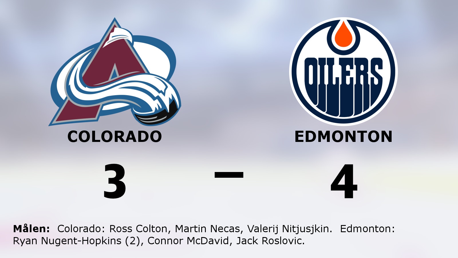 Edmonton-seger i toppmötet med Colorado
