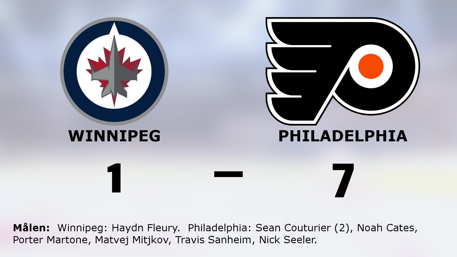 Storseger för Philadelphia på bortaplan mot Winnipeg
