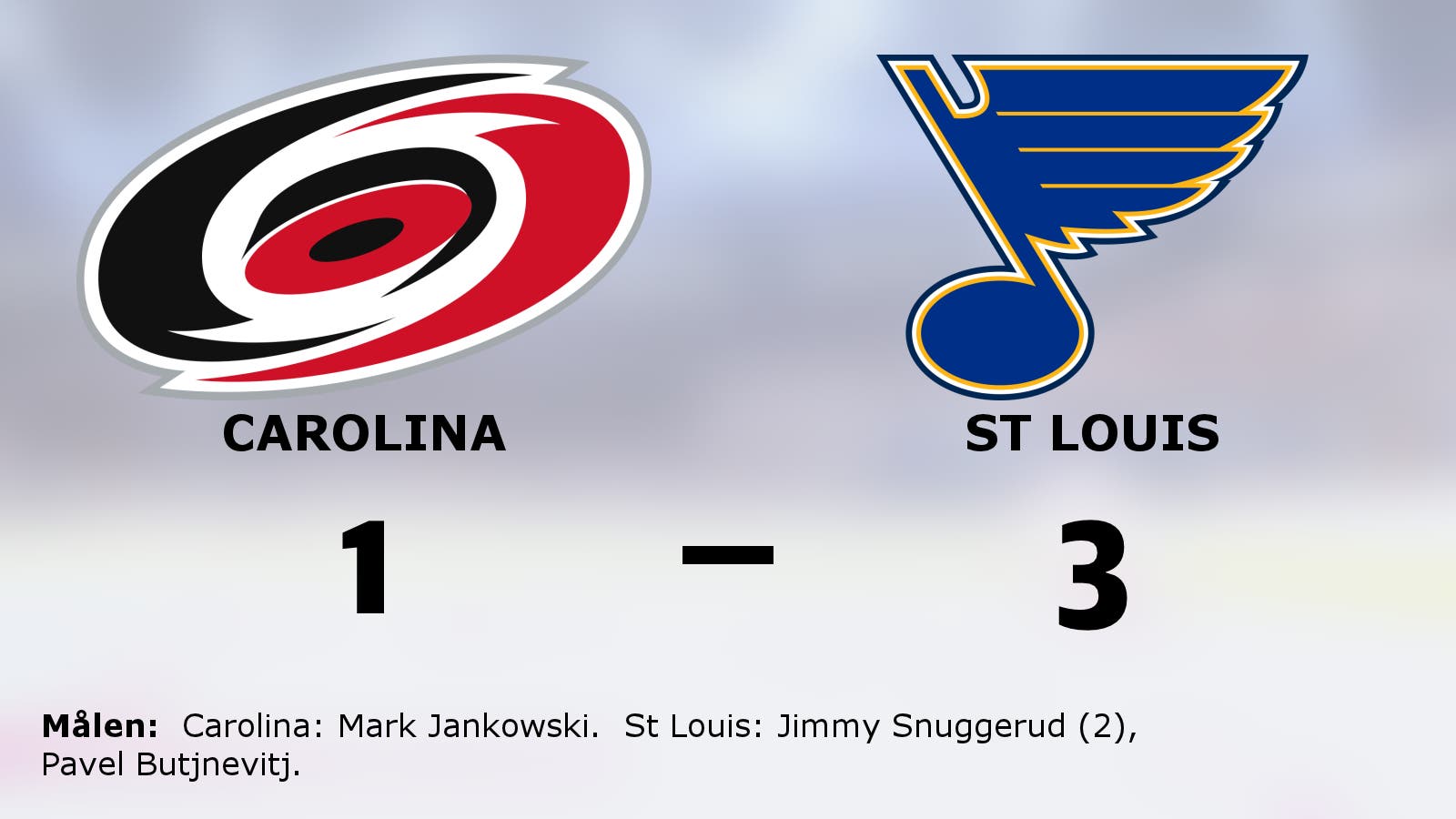 Tre poäng till St Louis efter avgörande i slutperioden mot Carolina