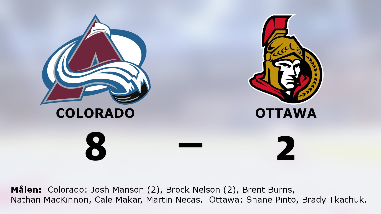 Colorado fortsätter segersviten mot Ottawa