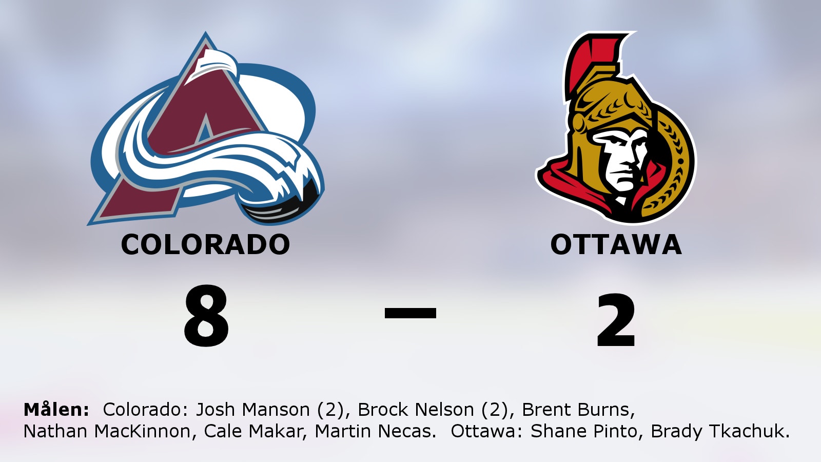 Colorado fortsätter segersviten mot Ottawa