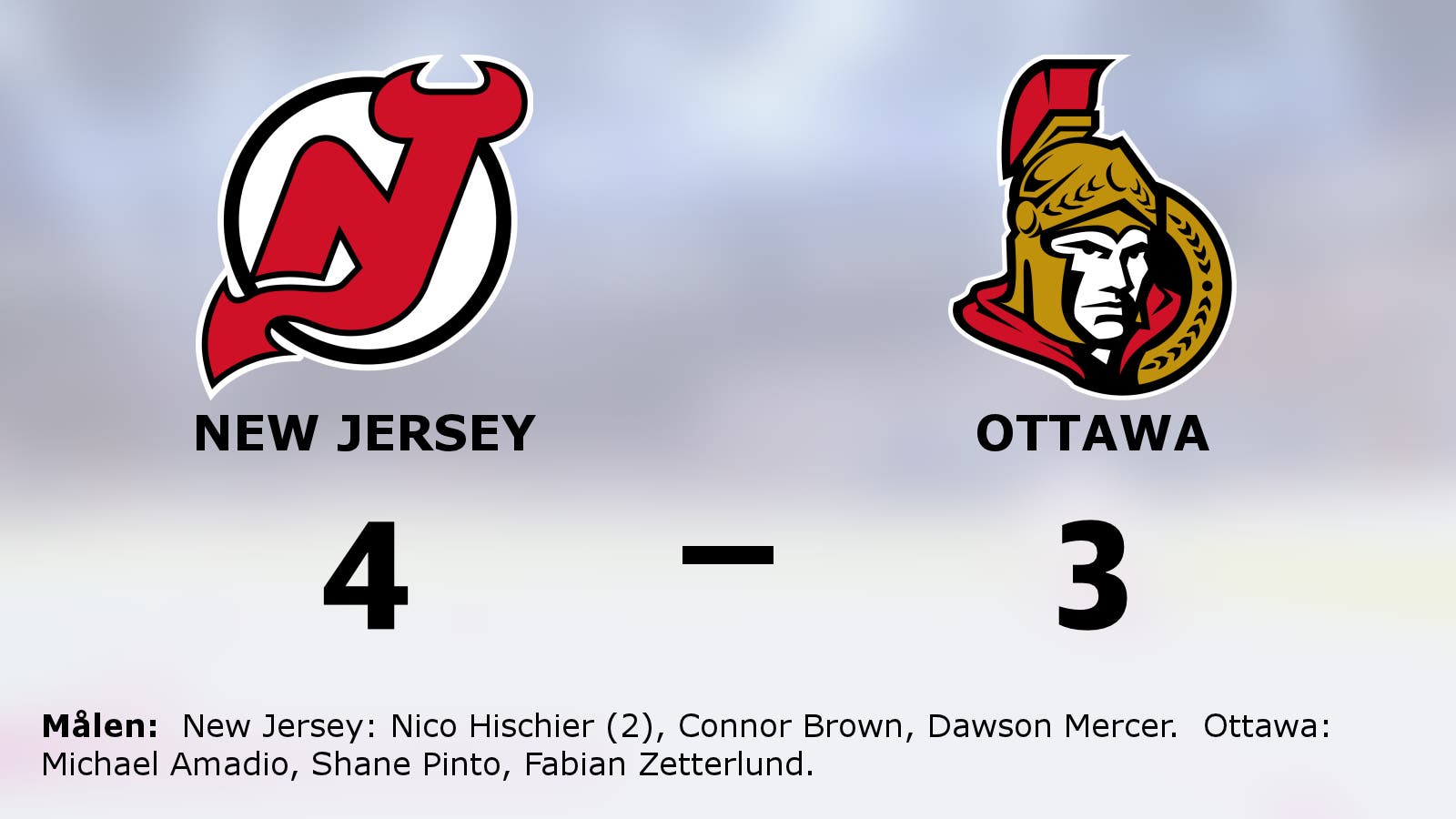 New Jersey vinnare mot Ottawa – avgjorde i förlängningen