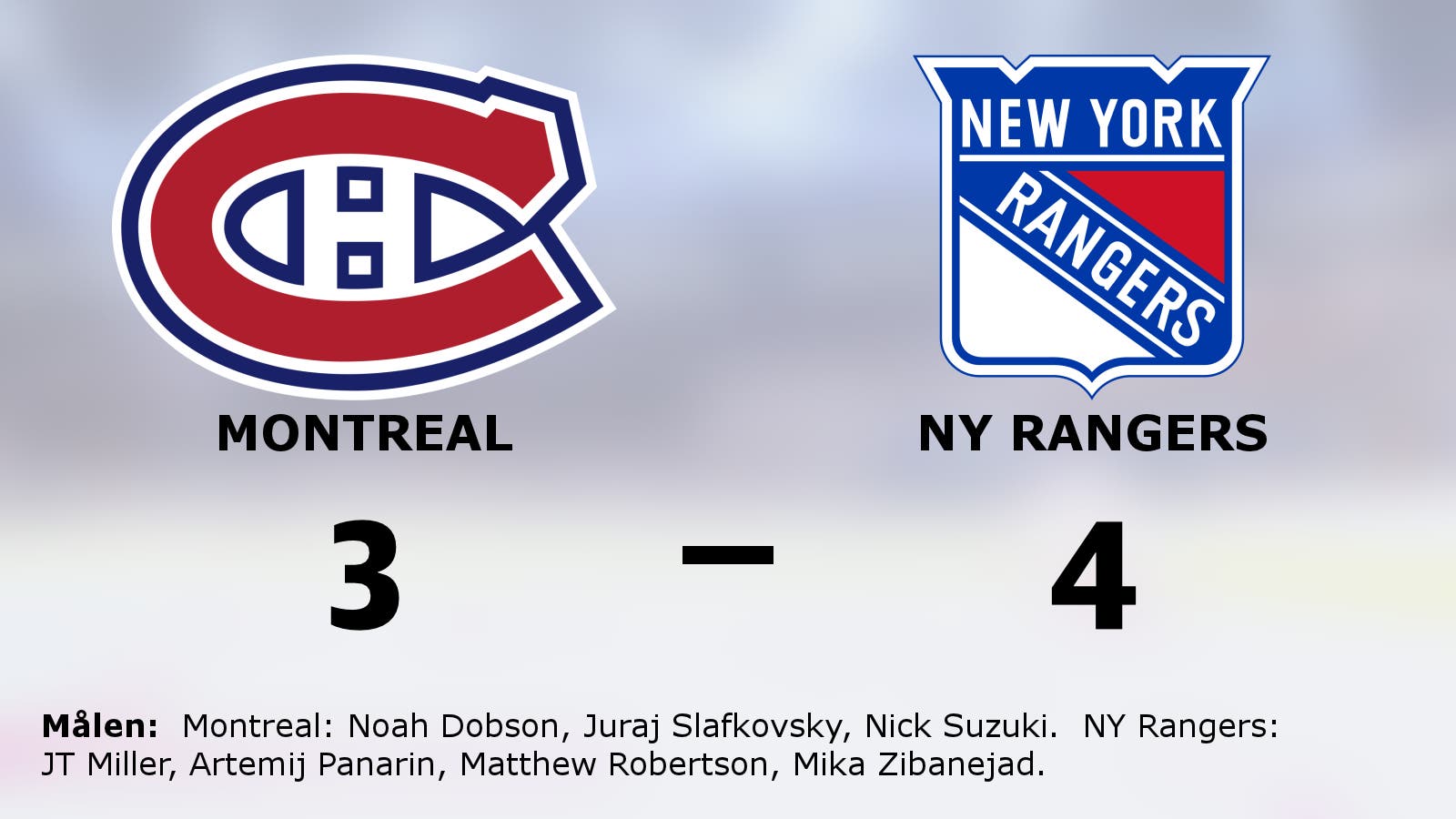 Stark vändning till seger för NY Rangers mot Montreal
