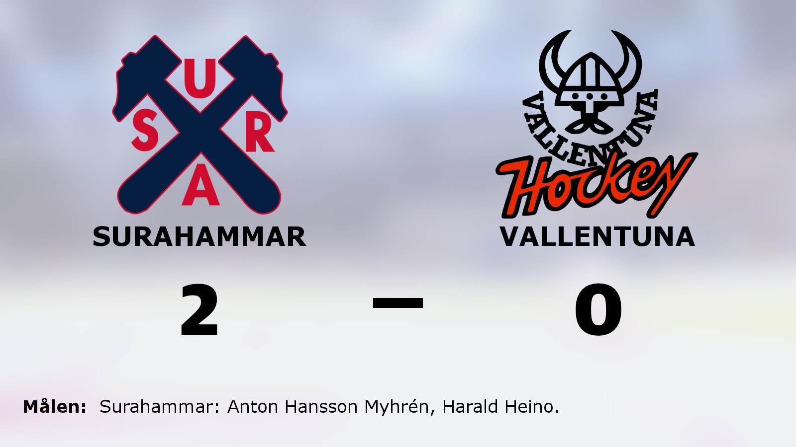 Surahammar bröt tuffa sviten med 2–0 mot Vallentuna