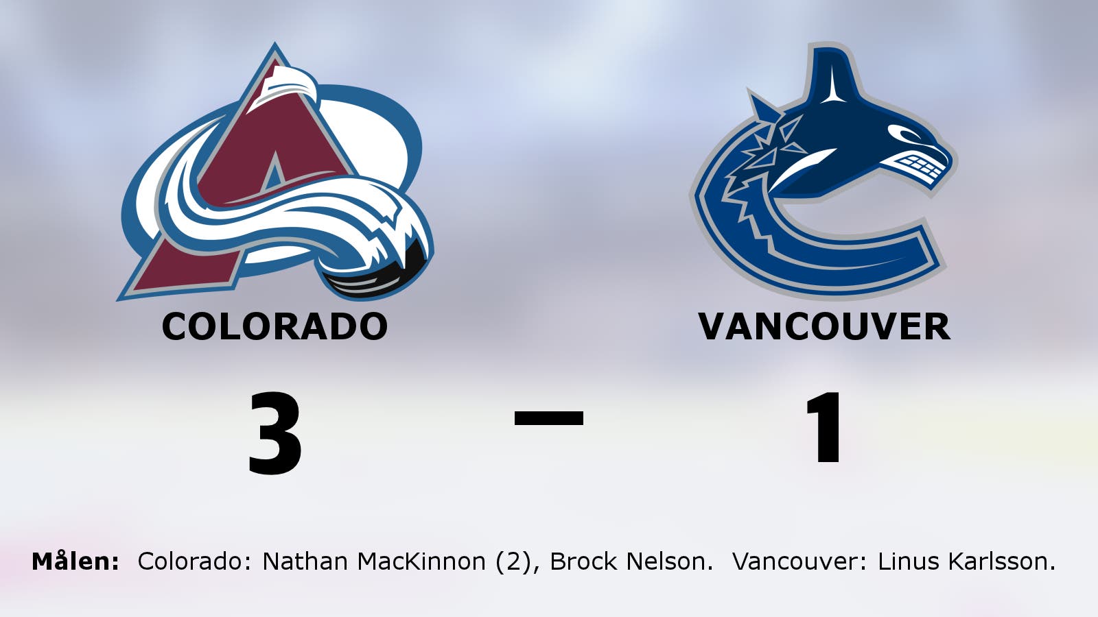 Colorado fortsätter skörda segrar hemma – vann med 3–1 mot Vancouver