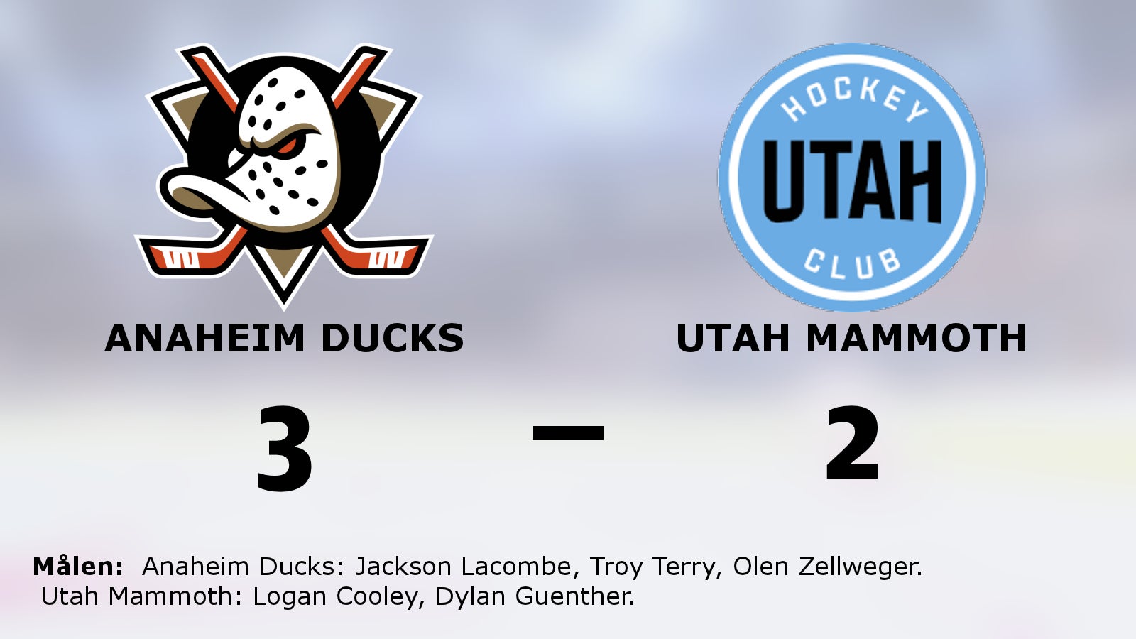 Anaheim Ducks besegrade Utah Mammoth och toppar nu tabellen