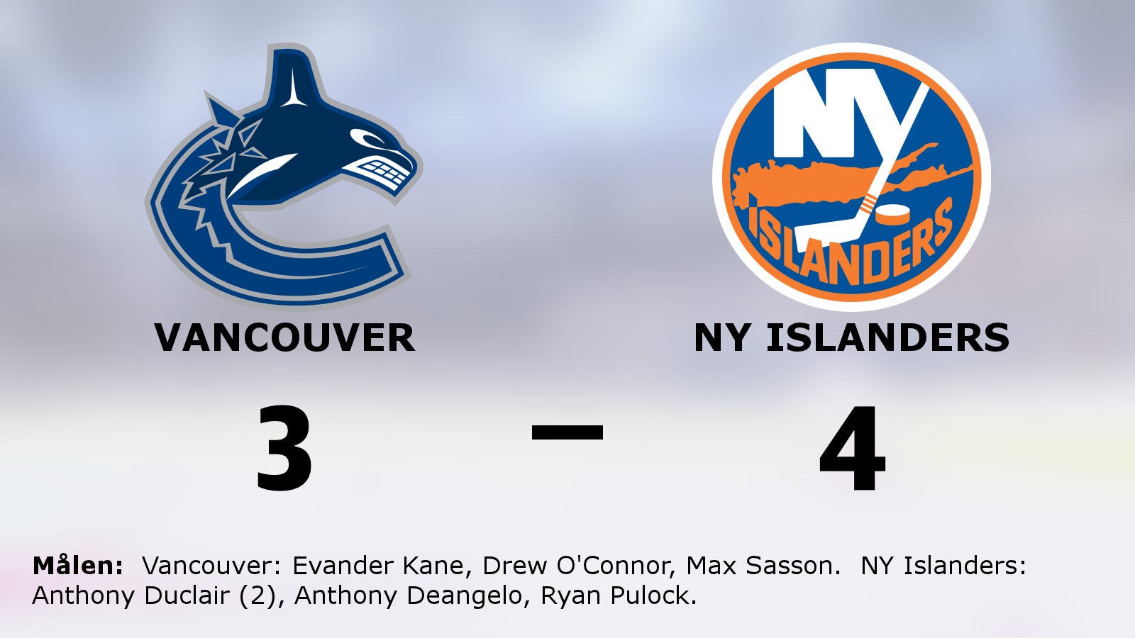 Anthony Duclair tvåmålsskytt när NY Islanders vann mot Vancouver