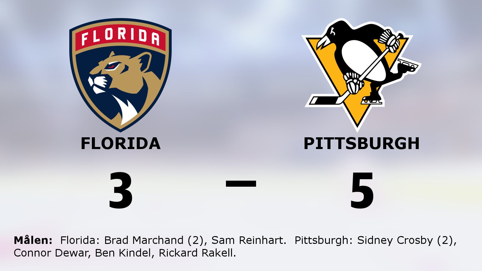Pittsburgh fortsätter vinna – 5–3 mot Florida