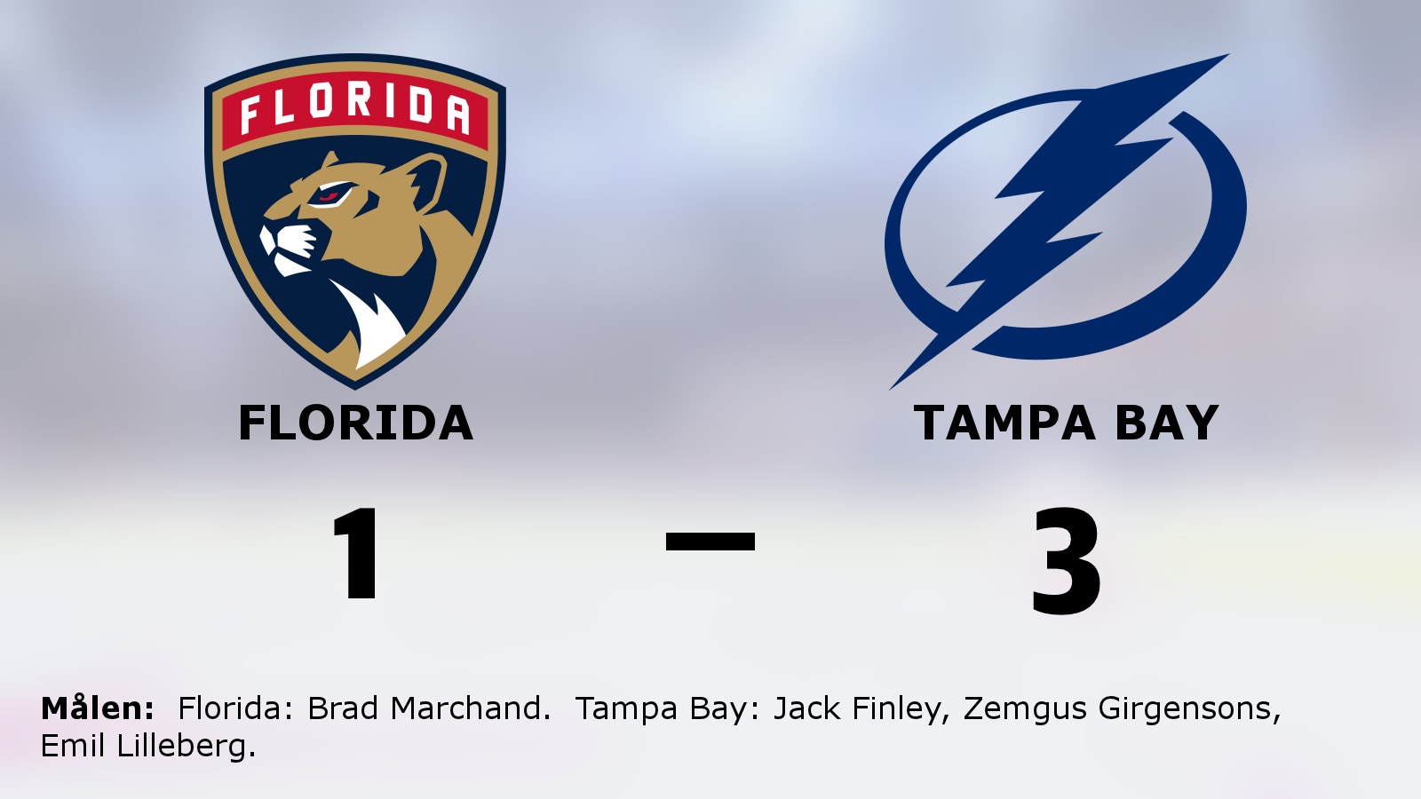 Tre poäng till Tampa Bay efter avgörande i slutperioden mot Florida