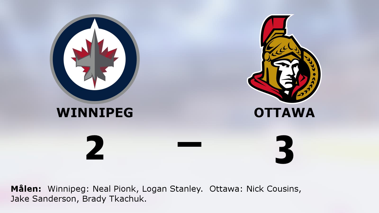 Ottawa starkast – efter två sena mål mot Winnipeg