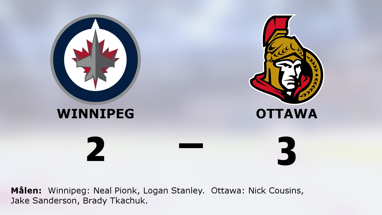 Ottawa starkast – efter två sena mål mot Winnipeg