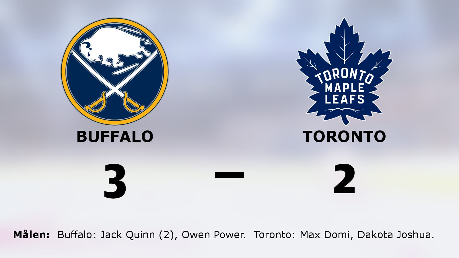 Straffseger för Buffalo hemma mot Toronto